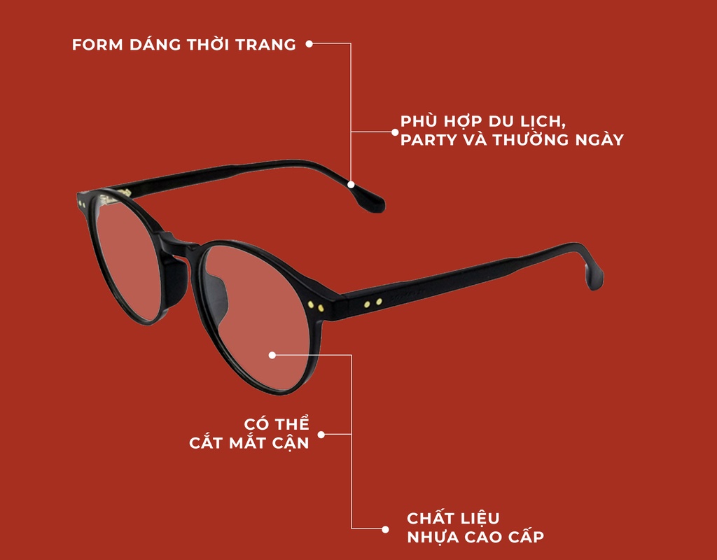 Mô tả Gọng kính DOKCRAZY DANO mắt tròn nam nữ thời trang chất liệu cao cấp, nhẹ, Chống ánh sáng xanh,UV400 - 3