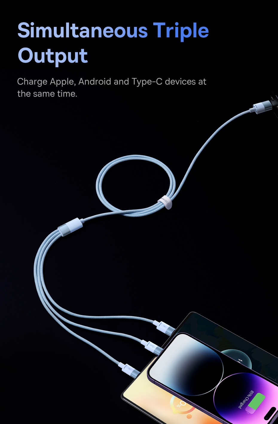 Mô tả Cáp sạc BASEUS 3 trong 1 micro USB type C thích hợp cáp sạc nhanh cho ip 14 13 12 pro max 3.5a Samsung Xiaomi Redmi - 3