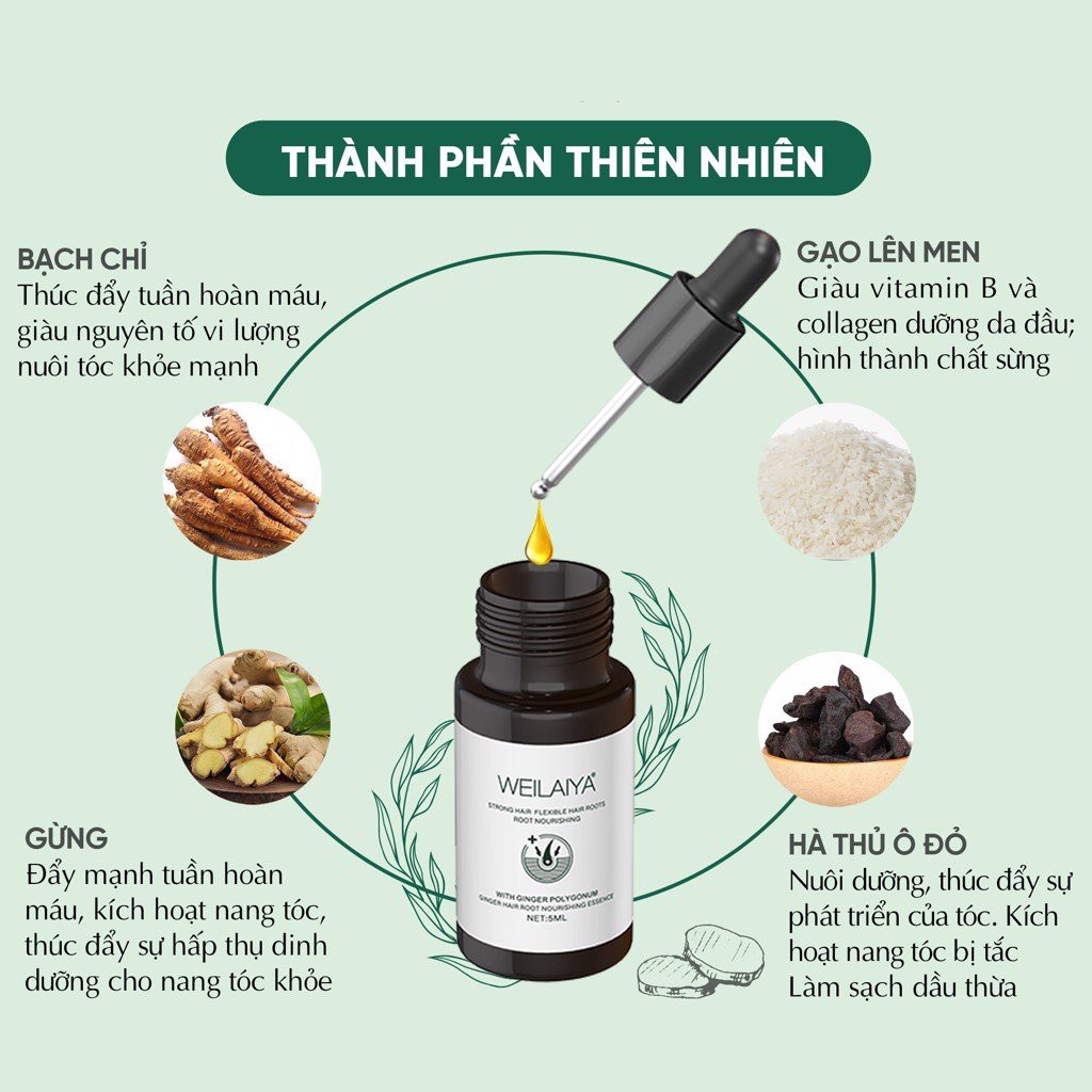 Mô tả Combo dầu gội xả gừng Weilaiya 20ml và 2 lọ serum mọc tóc 5ml ngăn rụng giúp mọc tóc hiệu quả - 5