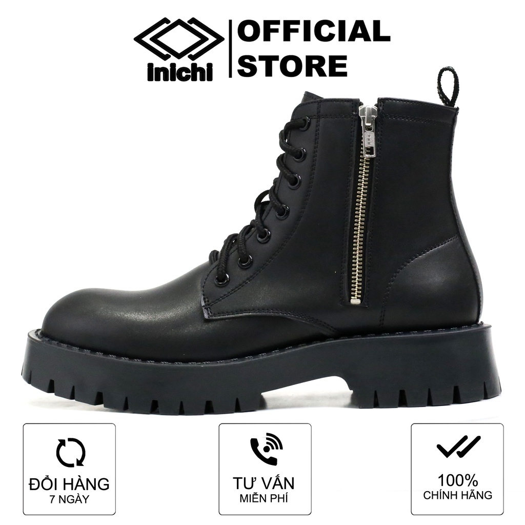 Mô tả Chunky Combat Boots da thời trang INICHI G1111 da lì, khóa kéo phiên bản đế chunky cao cấp - 1