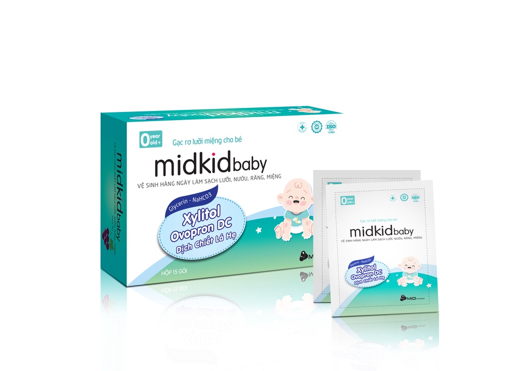 Mô tả Gạc rơ lưỡi Midkidbaby hộp 15 gói ướt đạt tiêu chuẩn iso 5 sao giúp làm sạch răng, lưỡi, nướu - 1