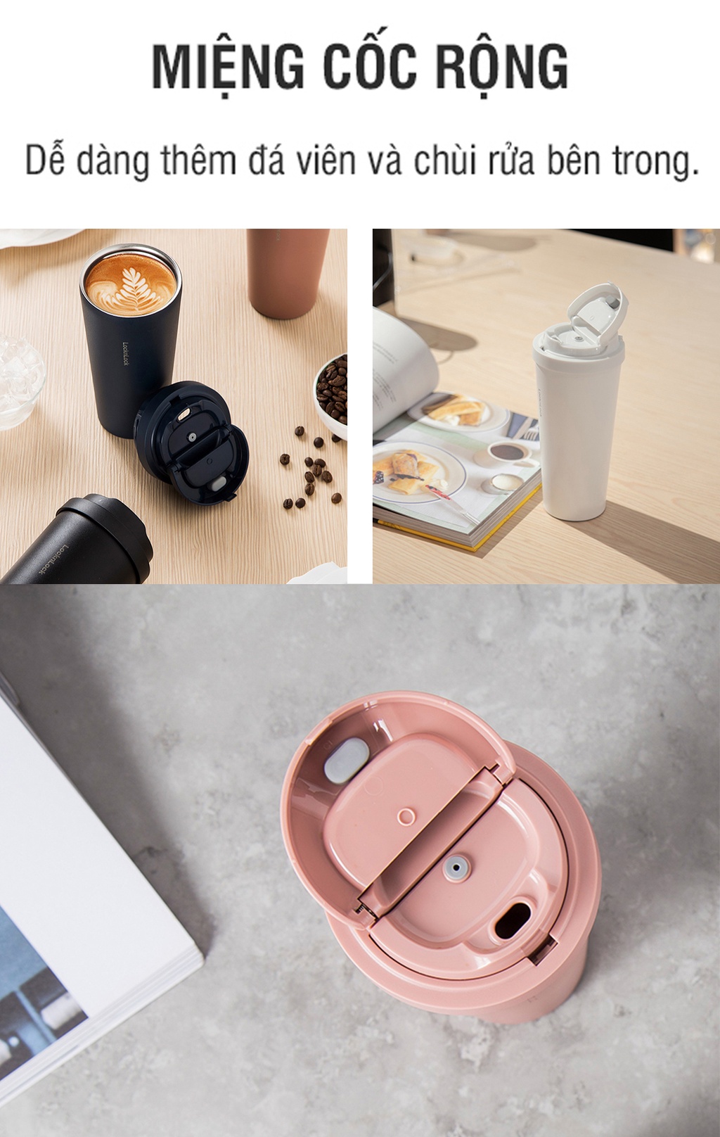 Thiết kế tiện lợi của ly giữ nhiệt LocknLock