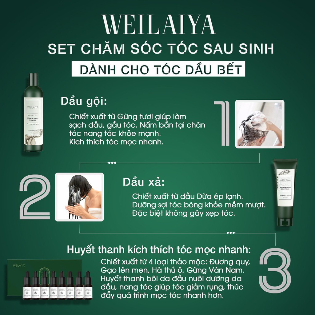 Mô tả Dầu gội gừng trắng thảo dược Weilaiya Ginger Shampoo ngăn rụng và kích thích mọc tóc 400ml - 4