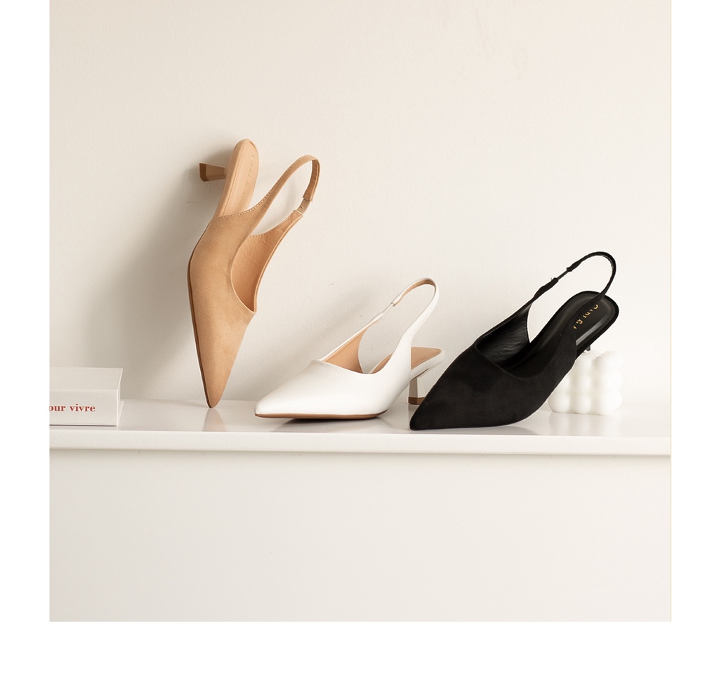 Mô tả Carl & Ane - Giày cao gót nữ dáng Slingback mũi nhọn phong cách thanh lịch màu kem - CL036 - 3