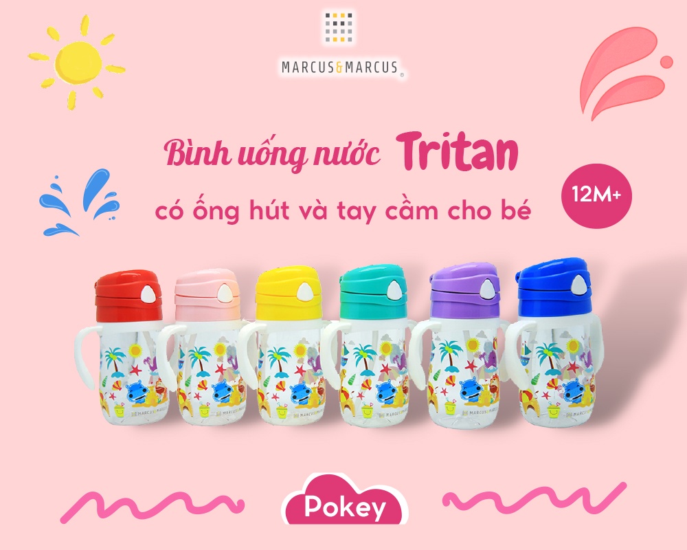 Mô tả Bình uống nước có ống hút cho bé Tritan Marcus & Marcus, từ 12 tháng - Pokey - 2