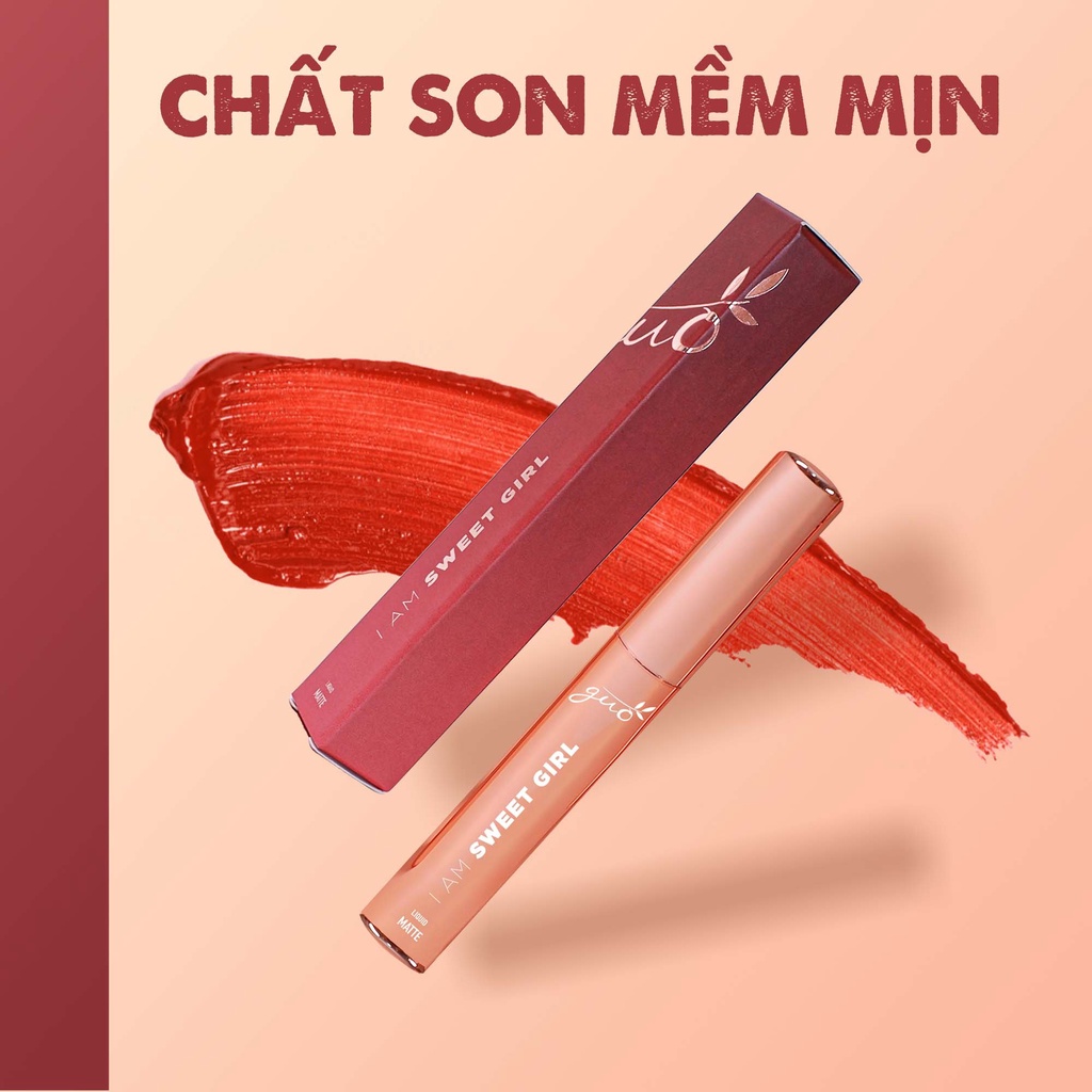 Mô tả Son Kem Bơ Lì Bền màu 8H, Làm Mờ Rãnh Môi GUO 5g - 9