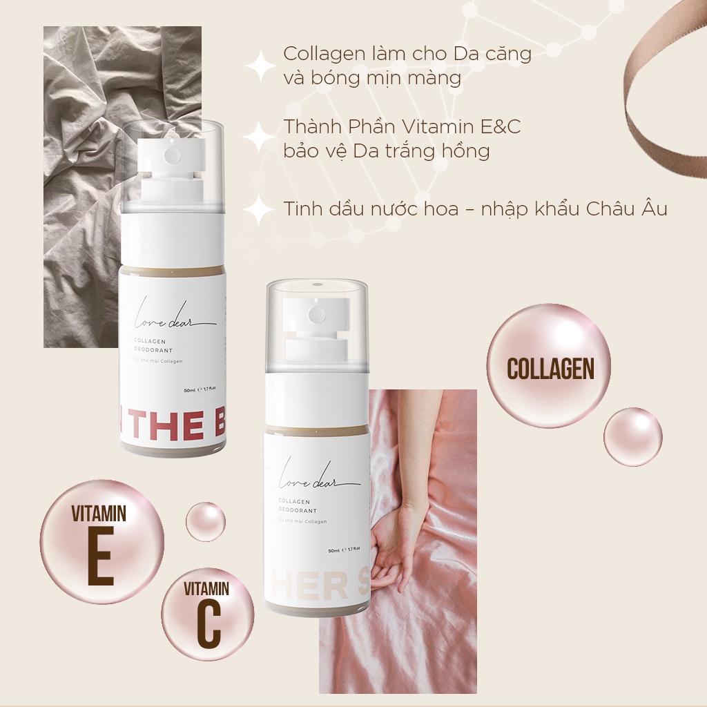 Mô tả Xịt Khử Mùi Nước Hoa LoveDear - Có Collagen Và Vitamin C E Dưỡng Trắng Da Nhiều Mùi unisex 50ml - 3