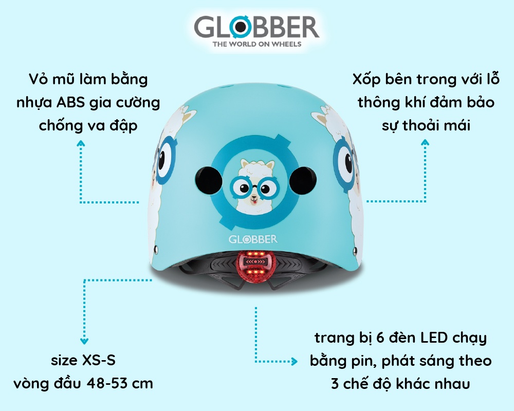 Mô tả Mũ Bảo Hộ Chơi Xe Trượt Có Thể Điều Chỉnh Kích Cỡ Và Đèn Phát Sáng Globber Elite XS/S Cho Bé Từ 3 Đến 6 Tuổi - Buddy - 2