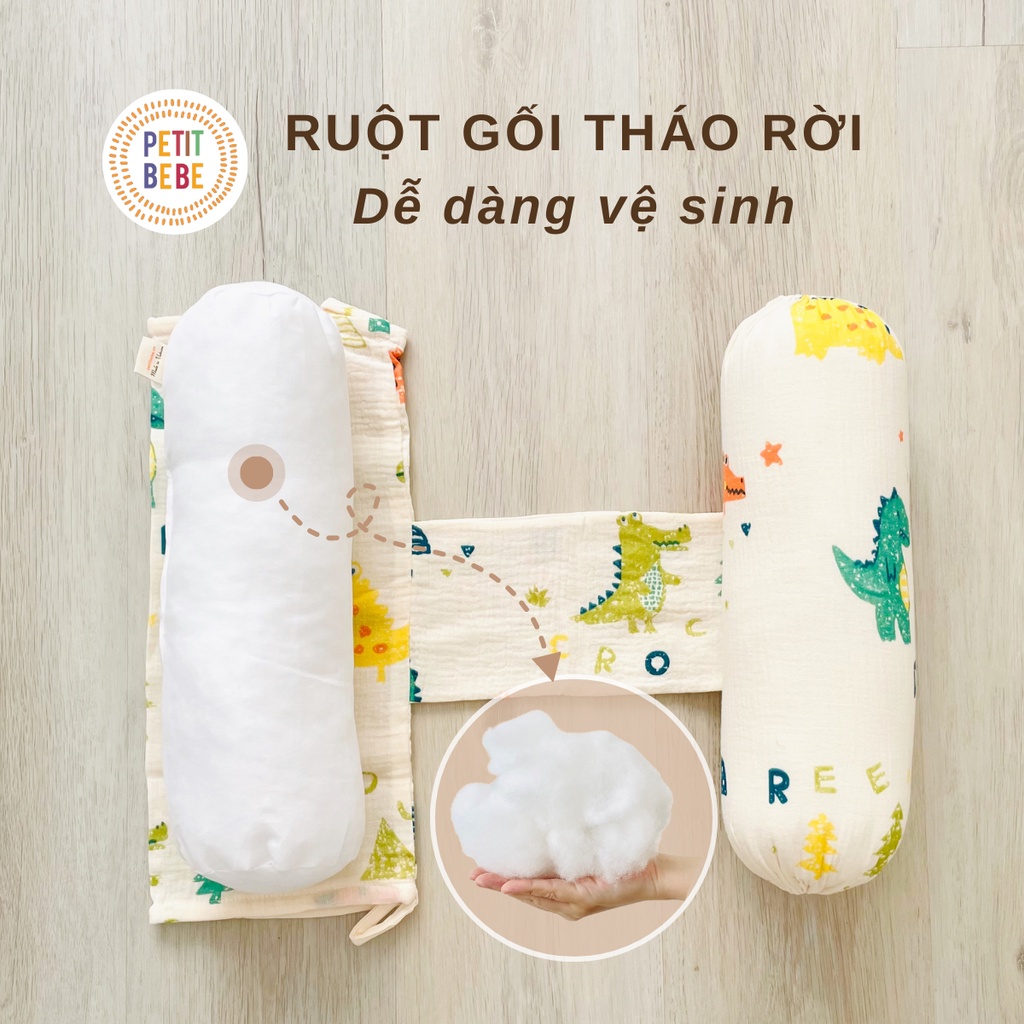 Mô tả Gối chặn cho bé sơ sinh PETIT BEBE muslin thoáng khí giúp trẻ ngủ ngon chống giật mình - 2