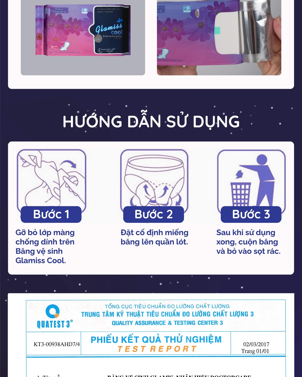 Mô tả Combo 3 gói băng vệ sinh thảo dược Glamiss Cool ban đêm 33.5 cm - 4