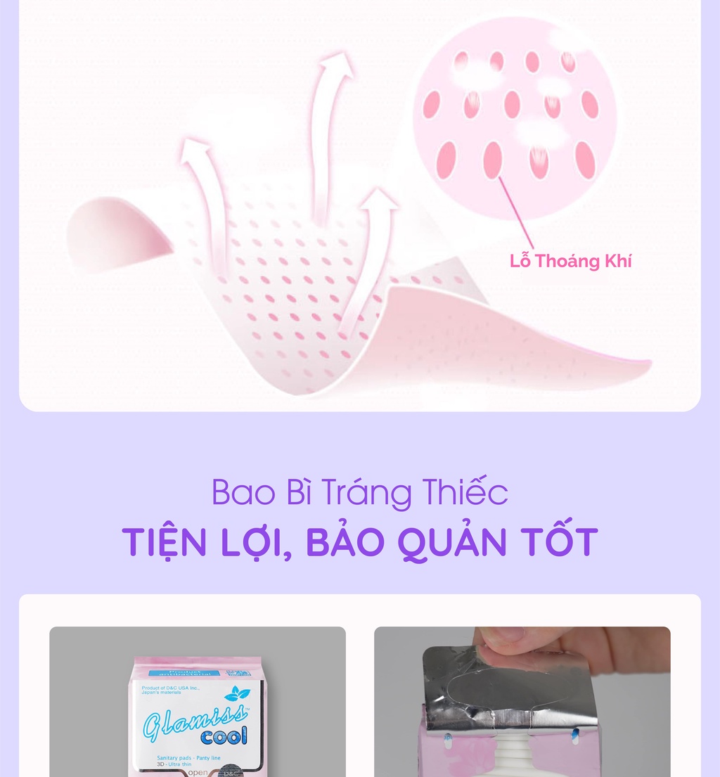 Mô tả Băng vệ sinh thảo dược Glamiss Cool hàng ngày 15.5 cm Combo 6 gói - 3