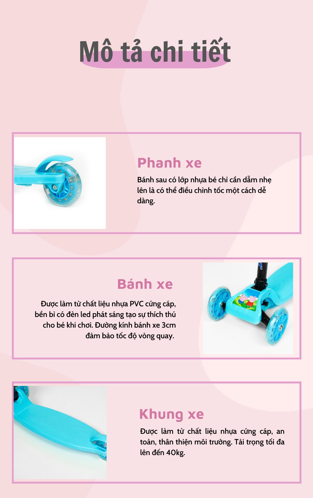 Mô tả Xe Scooter Cho Bé Cougar-HY01[Centosy] Họa Tiết Ngộ Nghĩnh, Bánh Có Đèn Phát Sáng - 2