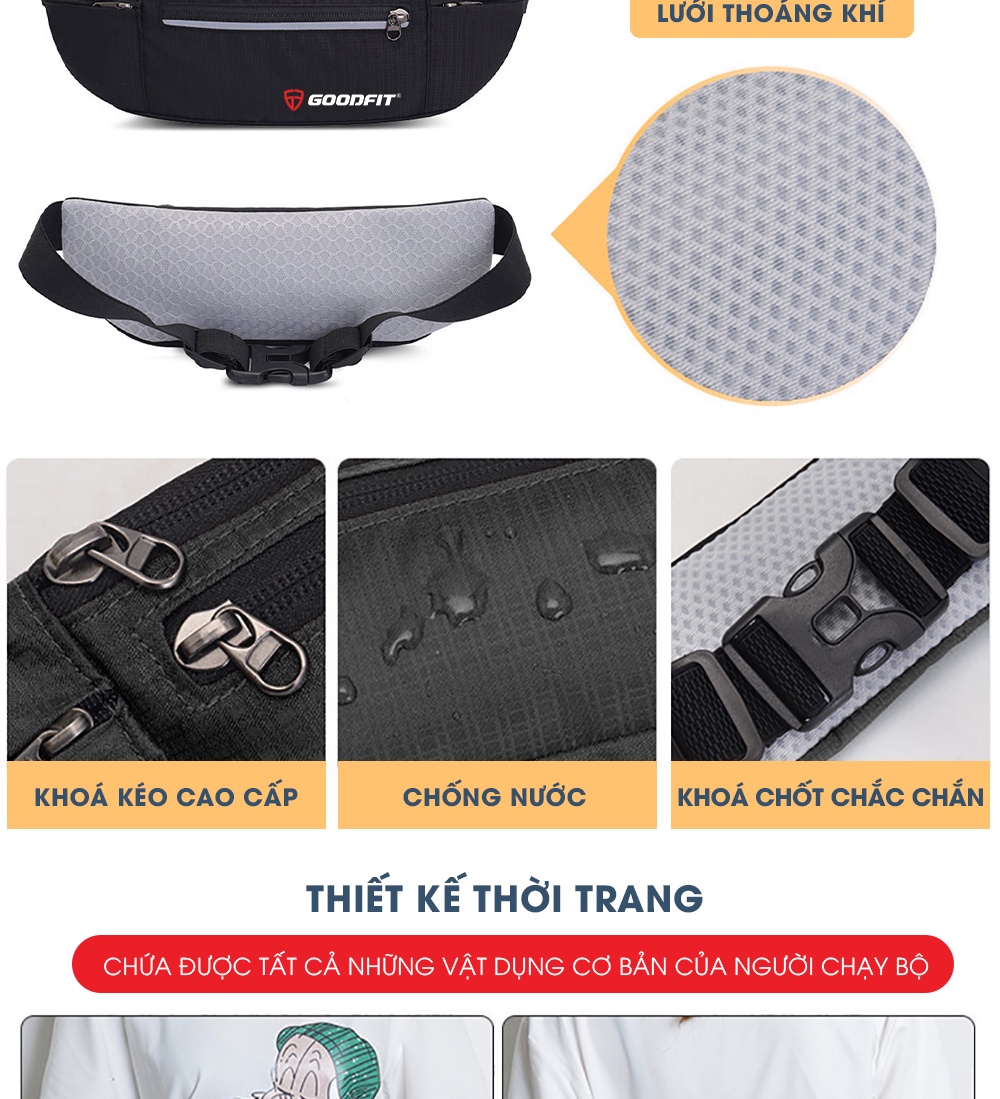Mô tả Đai chạy bộ, túi đeo hông chạy bộ đựng điện thoại chống nước GoodFit GF108RB - 4