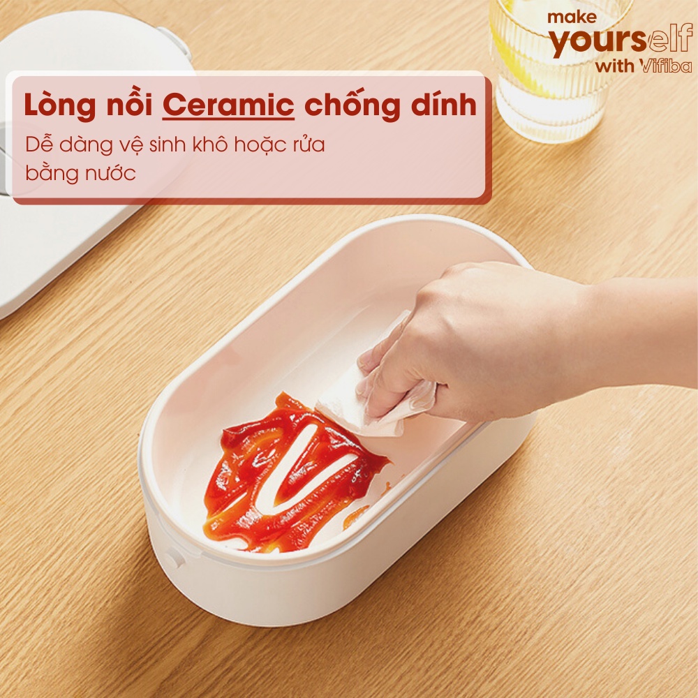 Mô tả Hộp Cơm Cắm Điện Văn Phòng VIFIBA Hâm Nóng và Giữ Nhiệt, có 3 Ngăn, Tay Cầm Dễ Mang Đi - 5