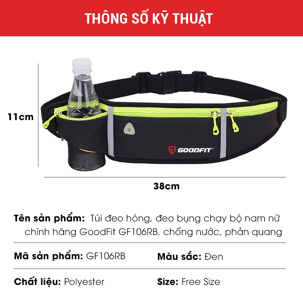 Mô tả Túi đeo bụng chạy bộ, đai đeo điện thoại chạy bộ nam nữ chính hãng GoodFit GF106RB - 11
