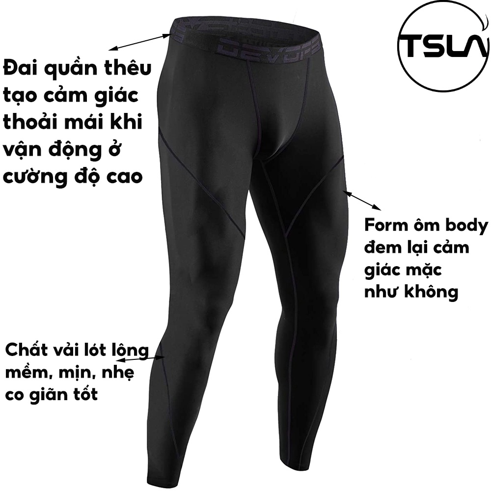 Mô tả Quần giữ nhiệt nam LÓT LÔNG legging nhẹ thoáng khí siêu ấm co giãn tập thể thao mùa đông DET1023 - 1
