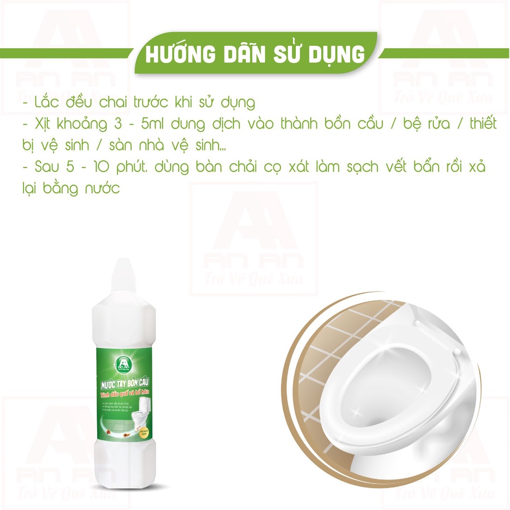 Mô tả Nước Tẩy Bồn Cầu AN AN Bồ Hòn và Tinh Dầu Quế Diệt Khuẩn Khử Mùi - Vệ Sinh Nhà Cửa 100% Thiên Nhiên 1 Lít. - 3