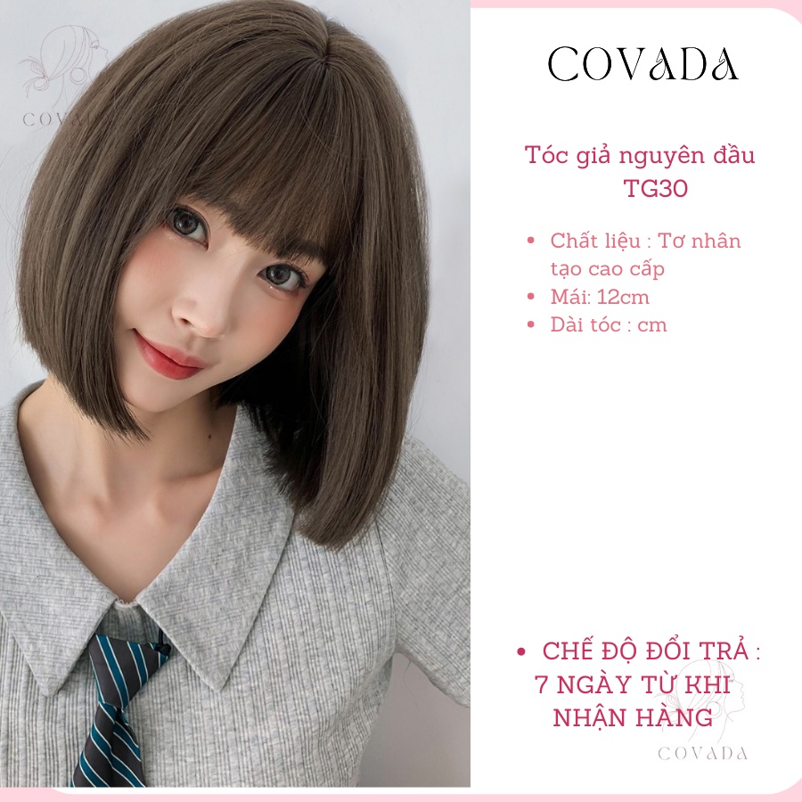 Tóc giả nguyên đầu ngắn COVADA cao cấp kiểu vic phong cách Hàn Quốc ...