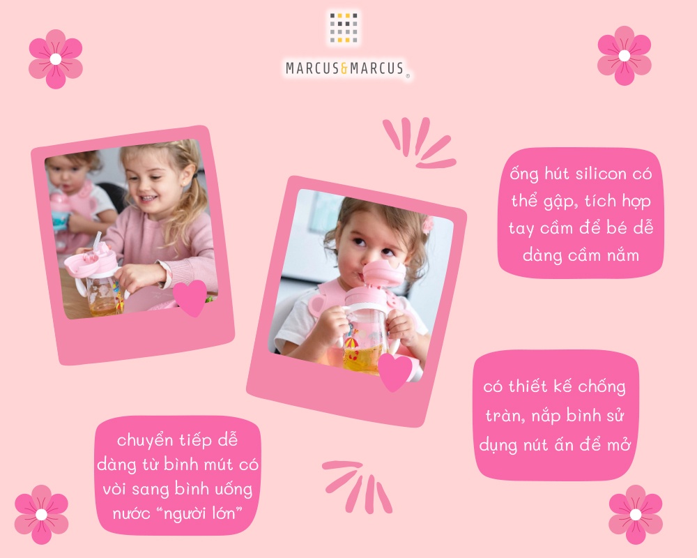 Mô tả Bình uống nước có ống hút cho bé Tritan Marcus & Marcus, từ 12 tháng - Pokey - 4