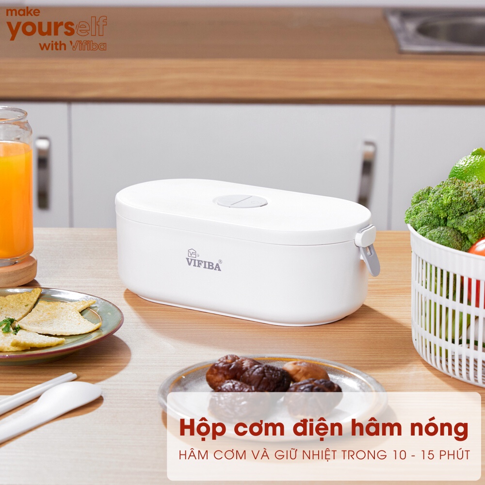 Mô tả Hộp Cơm Cắm Điện Văn Phòng VIFIBA Hâm Nóng và Giữ Nhiệt, có 3 Ngăn, Tay Cầm Dễ Mang Đi - 1