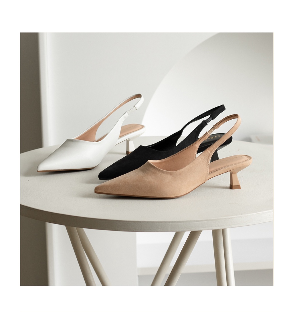 Mô tả Carl & Ane - Giày cao gót nữ dáng Slingback mũi nhọn phong cách thanh lịch màu kem - CL036 - 2