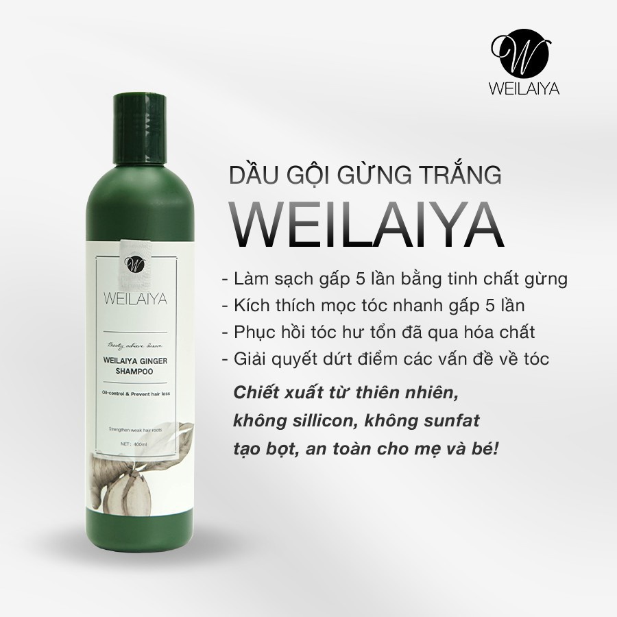 Mô tả Dầu gội gừng trắng thảo dược Weilaiya Ginger Shampoo ngăn rụng và kích thích mọc tóc 400ml - 2