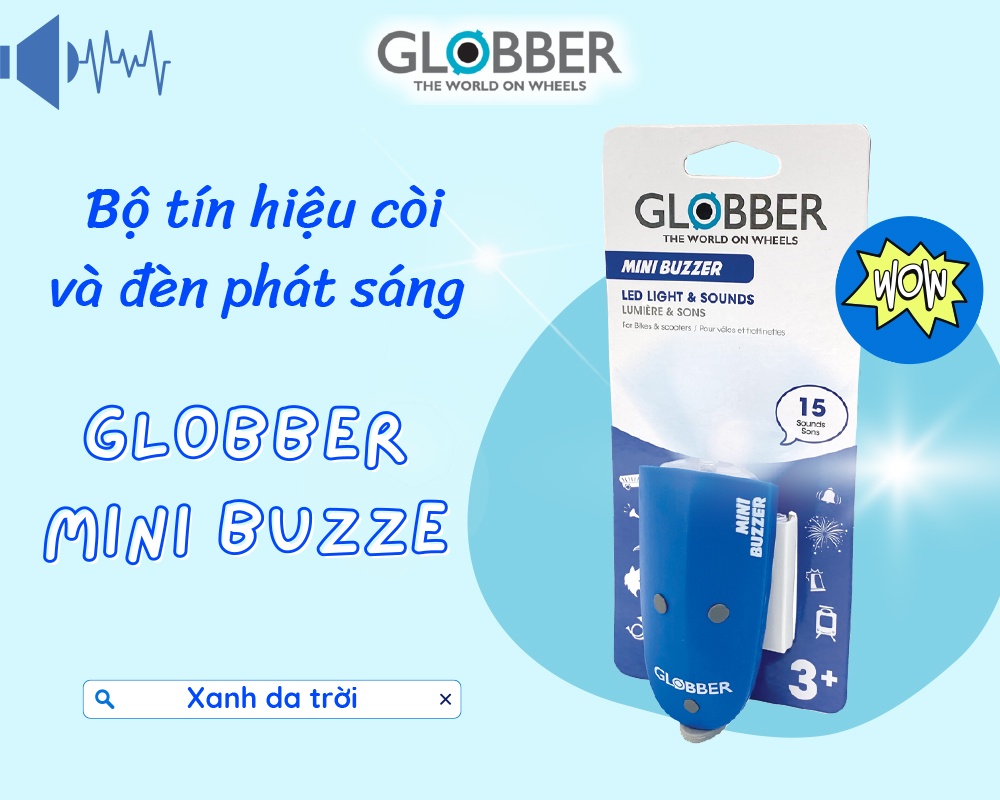 Mô tả Bộ tín hiệu còi đèn Globber Mini Buzzer – Xanh dương - 1