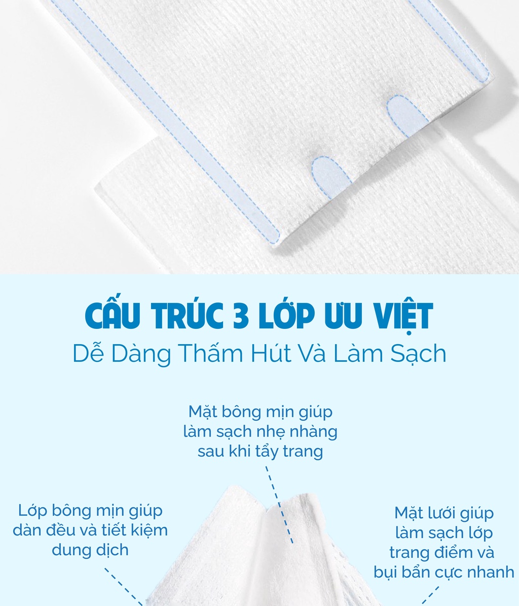 Mô tả Combo bông tẩy trang Slisoft cotton không dệt, mềm mịn an toàn cho da - 4