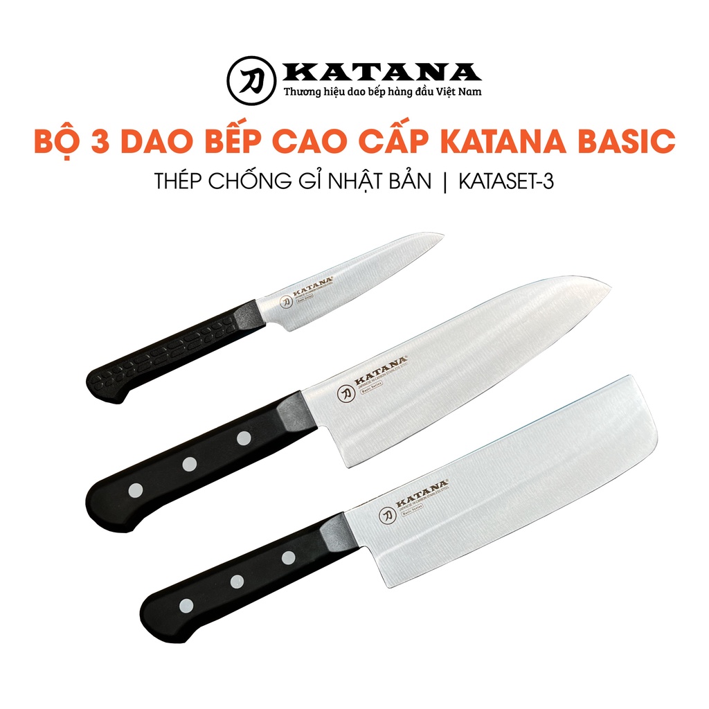 Mô tả BỘ DAO LÀM BẾP cao cấp KATANA Basic thép chống gỉ Made in Việt Nam - KATASET3 - 1