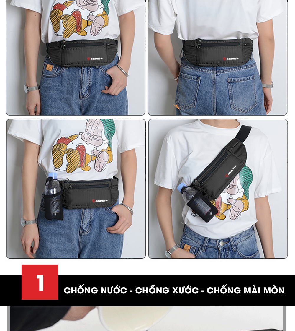 Mô tả Đai chạy bộ, túi đeo hông chạy bộ đựng điện thoại chống nước GoodFit GF108RB - 5