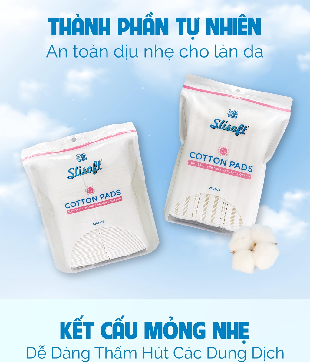 Mô tả Bông tẩy trang Slisoft cotton không dệt, mềm mịn an toàn cho da - 1