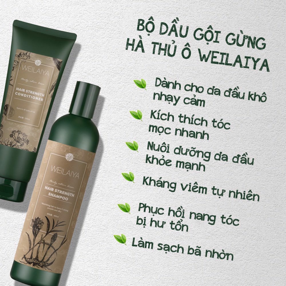 Mô tả Cặp dầu gội Weilaiya gừng 400ml và dầu xả gừng 250ml kích mọc tóc dưỡng tóc chắc khỏe - 4