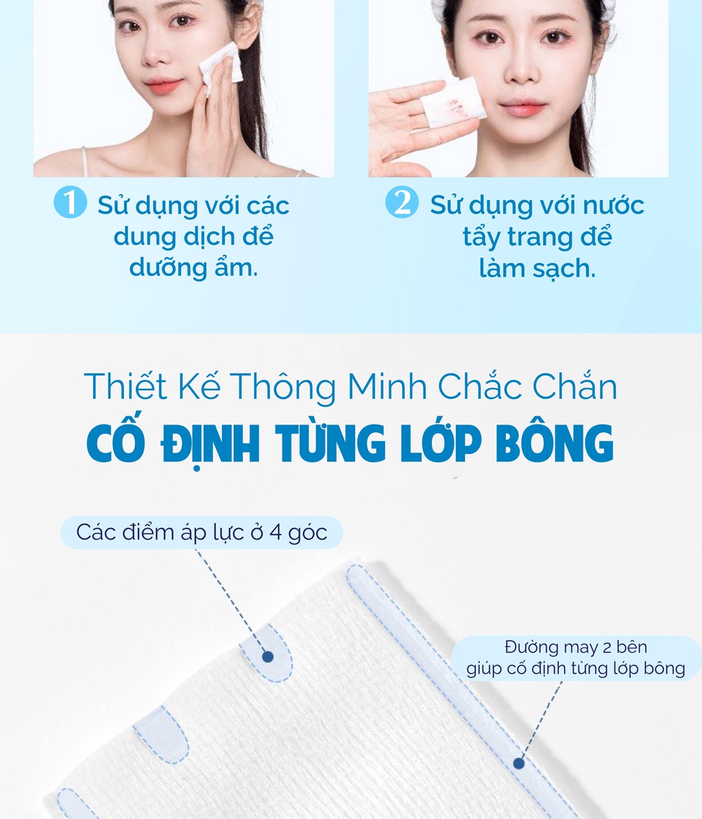 Mô tả Combo bông tẩy trang Slisoft cotton không dệt, mềm mịn an toàn cho da - 3