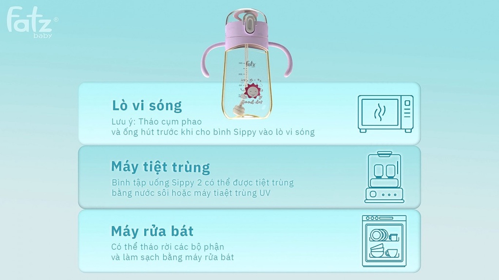 Mô tả Bình uống nước PPSU bật hút 2 tay cầm với phao 360 độ 250ml Fatzbaby FB0298BT (Màu hồng, màu xanh) - 6