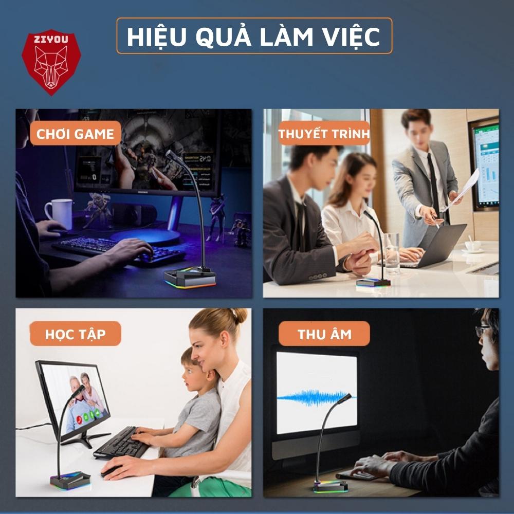 Mô tả Micro Máy Tính, Laptop Ziyou MK10 LED RGB Thu Âm Chống Nhiễu Kết Nối Jack USB Hoặc 3.5mm Dùng Live Stream, Học Online - 4