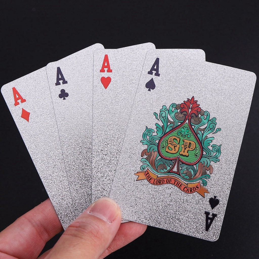 Mô tả Bài Tây Poker Mạ Nhũ BẠC Cao Cấp Phủ Si BẠC Hãng Amalife – Bộ 54 Lá Bài Pocker Nhựa Dẻo Chống Thấm Nước Chống Gãy - 3