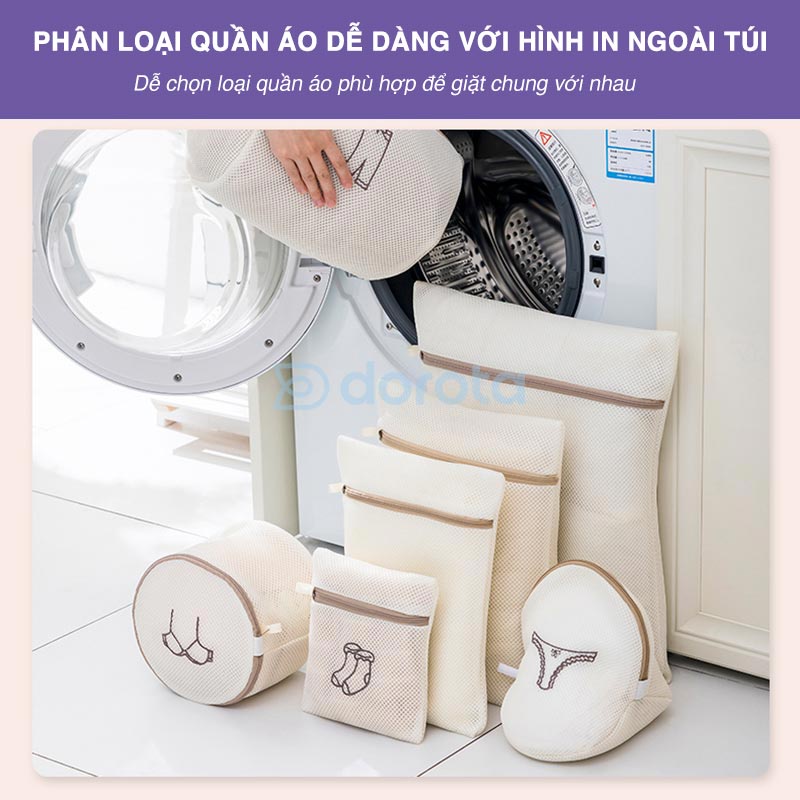 Mô tả Túi giặt đồ máy giặt cao cấp 3 lớp DOROTA vải lưới dày đựng quần áo đồ lót tất vớ nhiều kích thước TG1 - 1