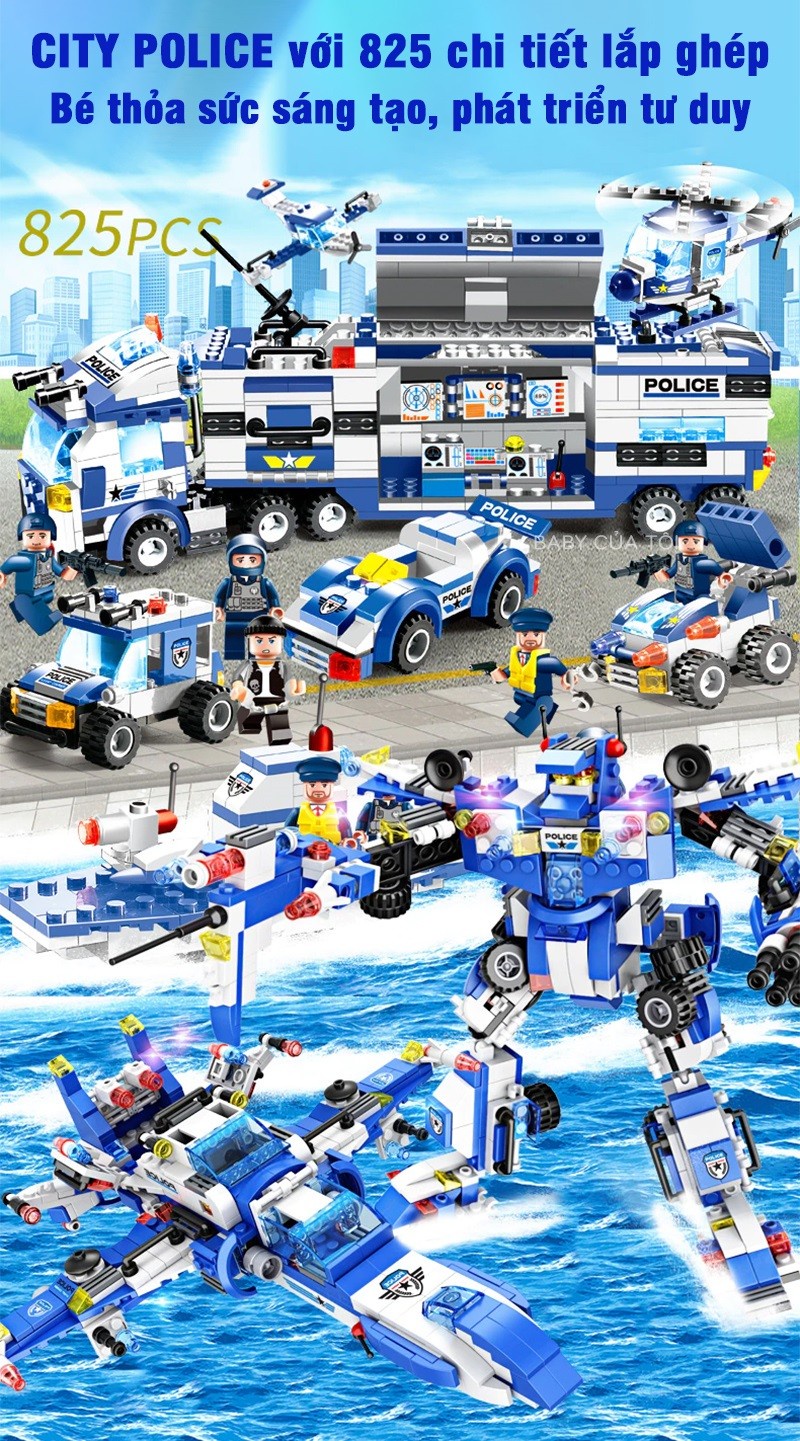 Mô hình 3in1 xe cảnh sát, máy bay, robot