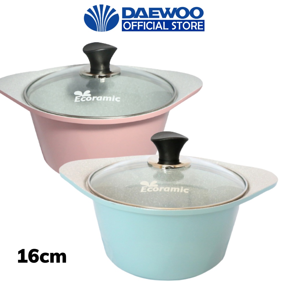 Mô tả Nồi đá 16cm, 5 lớp siêu bền Ecoramic EVL-16 Daewoo Hàn Quốc dung tích 1.29 lít Không chì, không PFOA, không chất độc hại - 1