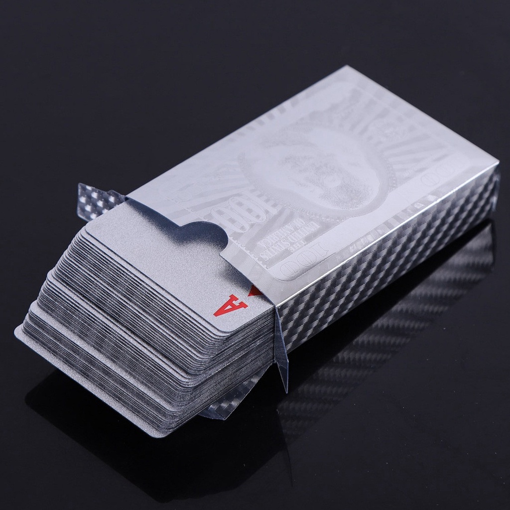 Mô tả Bài Tây Poker Mạ Nhũ BẠC Cao Cấp Phủ Si BẠC Hãng Amalife – Bộ 54 Lá Bài Pocker Nhựa Dẻo Chống Thấm Nước Chống Gãy - 4