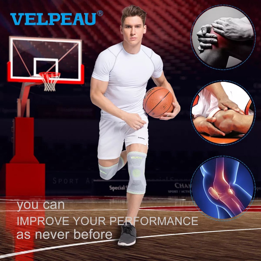 Mô tả VELPEAU Nẹp Đầu Gối Cho Viêm Khớp Đệm Đầu Gối Lò Xo Silicone Nén Dành Cho Bóng Rổ Quần Vợt Chạy Tay Hỗ Trợ Thể Thao 1 Cái - 3