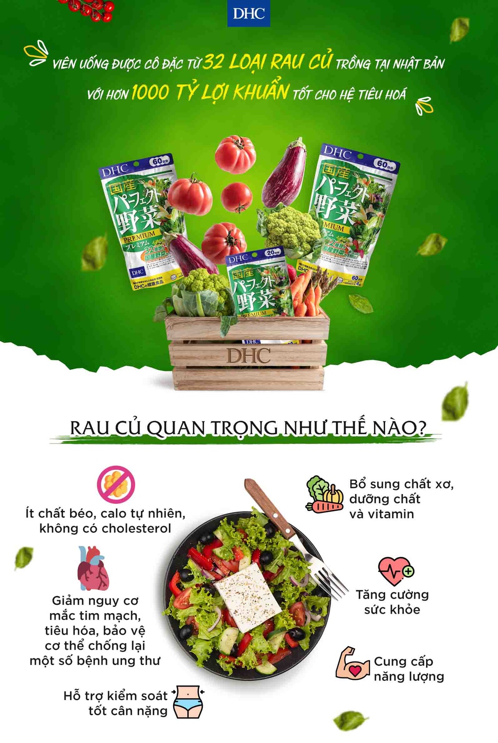 Viên uống Rau củ DHC chứa 32 loại rau củ, giảm táo bón, giảm nóng trong gói  240 viên (60 ngày) | Shopee Việt Nam