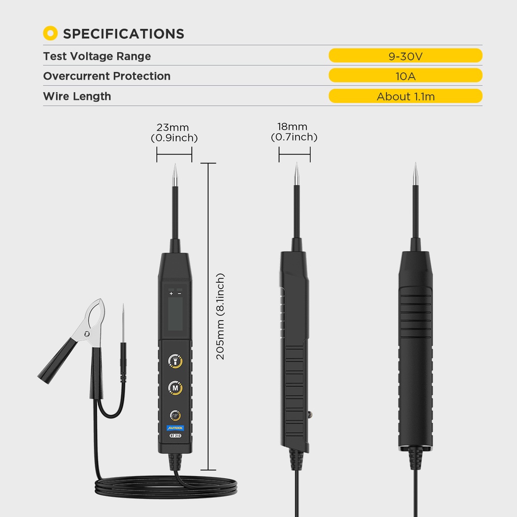 Mô tả Bút thử điện AUTOOL BT210 phân cực chuyên dụng dành cho xe hơi xe máy - 11