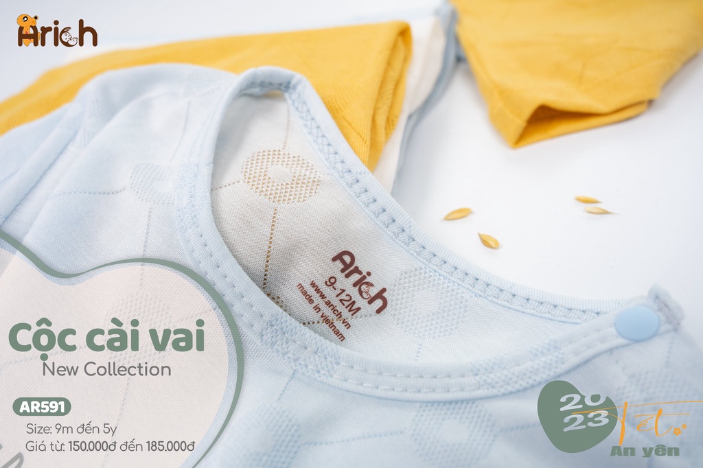 Mô tả Bộ cộc tay cài vải sợi tre thông hơi siêu mát cho bé-Thương hiệu Arich - 3