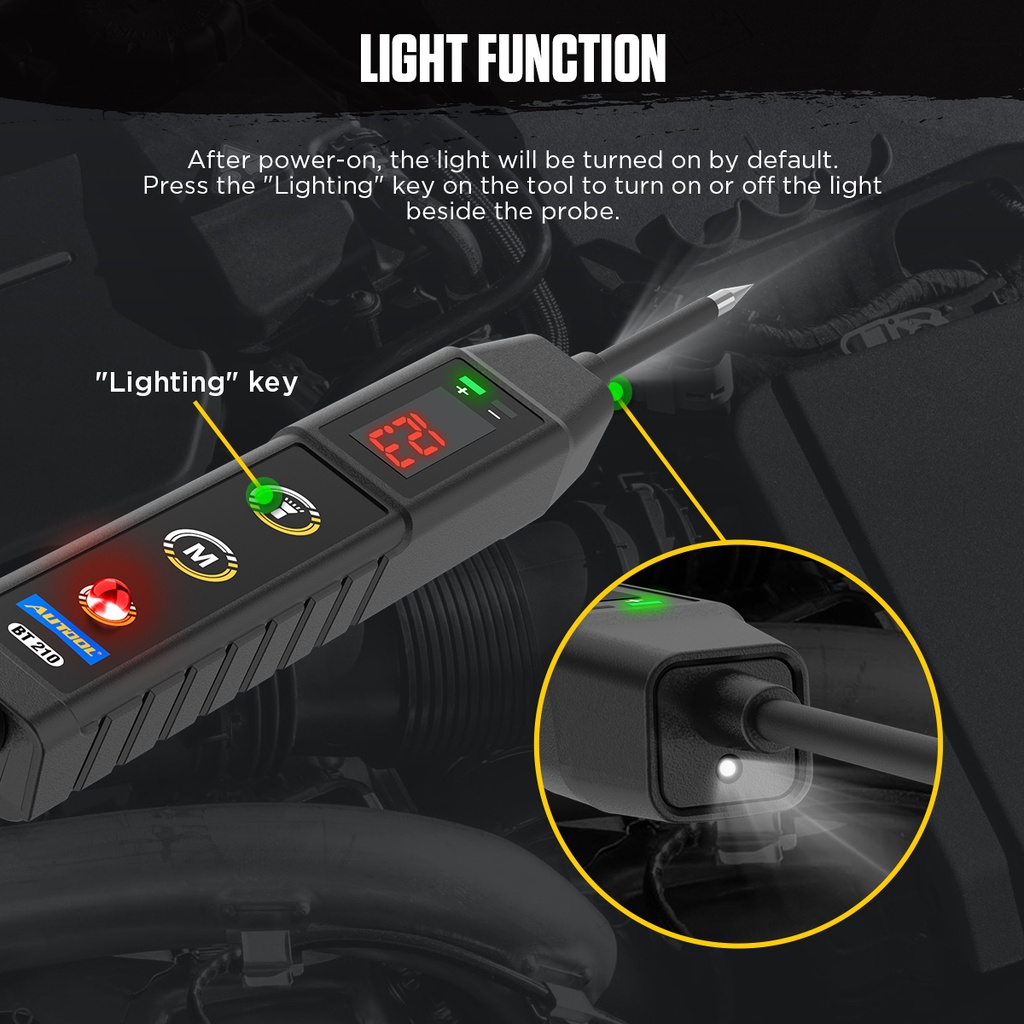 Mô tả Bút thử điện AUTOOL BT210 phân cực chuyên dụng dành cho xe hơi xe máy - 2