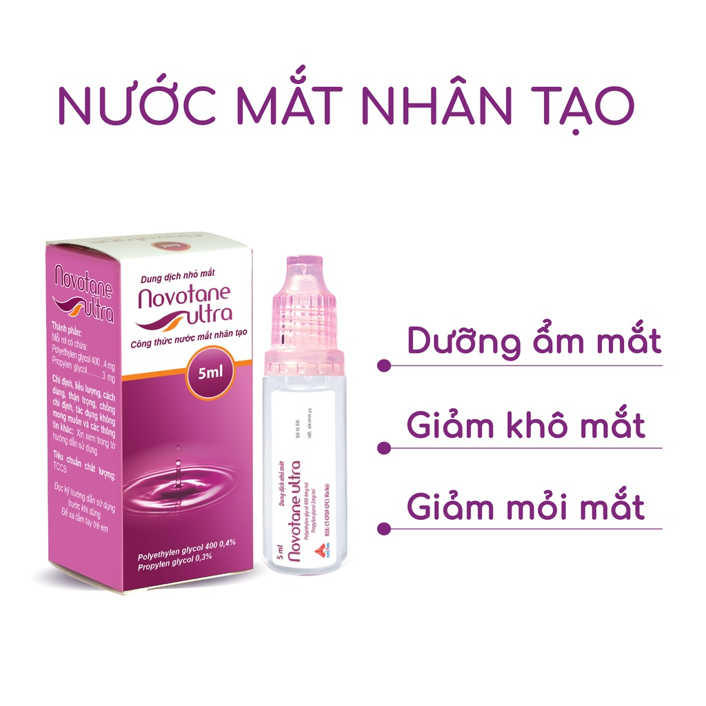 Nước Mắt Nhân Tạo Dưỡng Ẩm Mắt Hàng Ngày Novotane Ultra 5ml, Giảm Khô ...