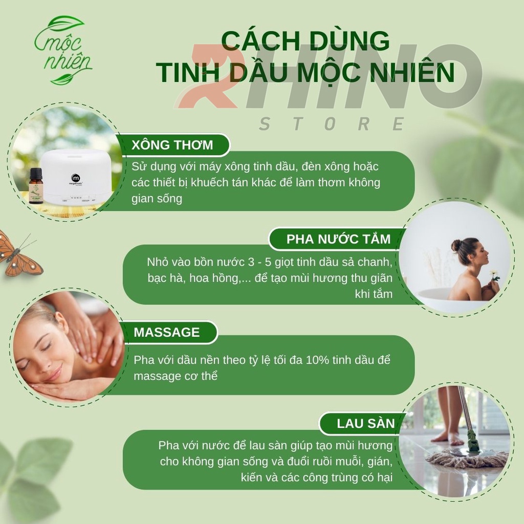 Mô tả Tinh dầu Nhà Mộc nguyên chất Rhino T101 có kiểm định, treo xe, kẹp điều hòa: 10ml - 1