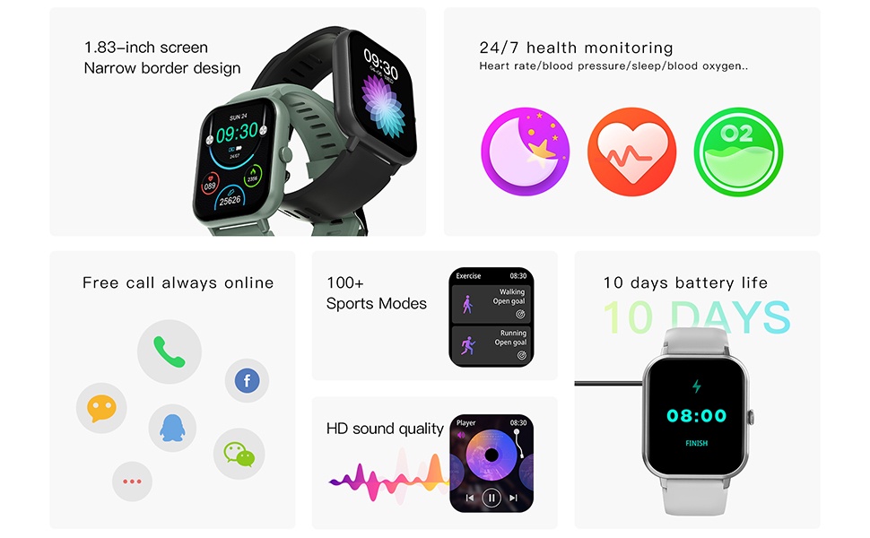 Mô tả Đồng Hồ Thông Minh SKMEI Kết Nối Bluetooth Theo Dõi Sức Khỏe Kèm Phụ Kiện - 2
