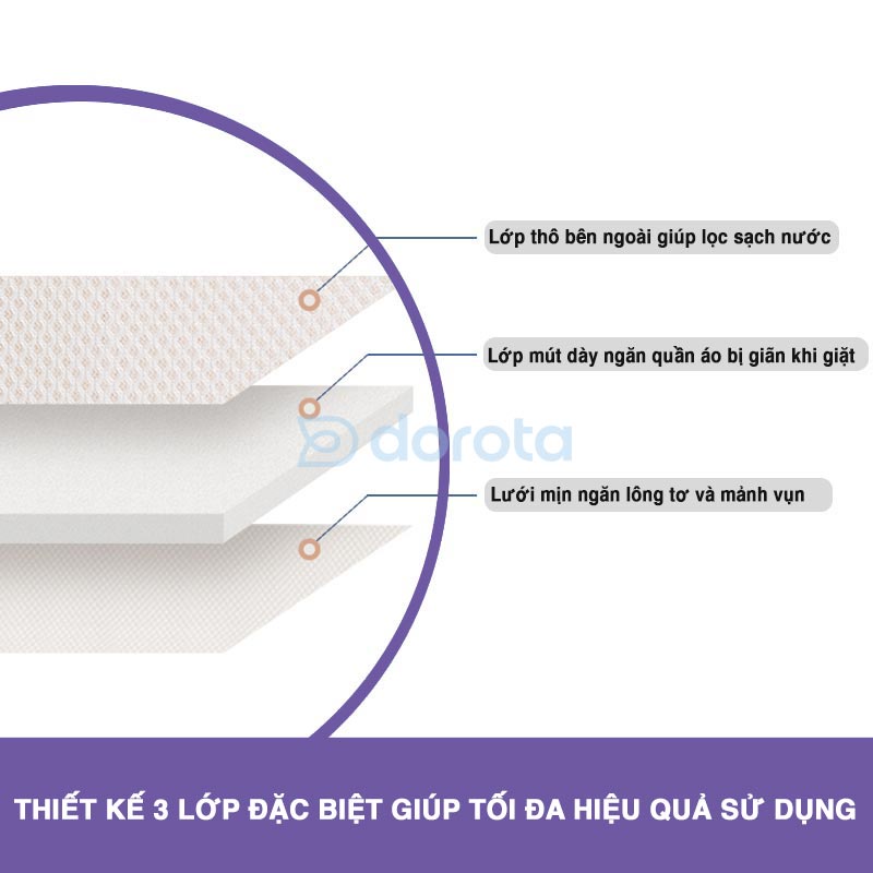 Mô tả Túi giặt đồ máy giặt cao cấp 3 lớp DOROTA vải lưới dày đựng quần áo đồ lót tất vớ nhiều kích thước TG1 - 2