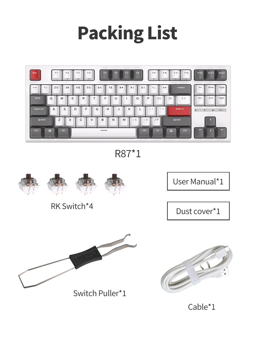 Bàn phím cơ chơi game RK ROYAL KLUDGE R87 với 87 phím chuyên nghiệp ...